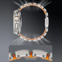 Titanium Silicone Magnetic Apple Watch Band - Luxury Metal Strap for Ultra 3/2/1 49mm, Series 11/10 46mm, Series 9/8/7 45mm, Series 6/SE/5/4 44mm, Series 3/2/1 42mm