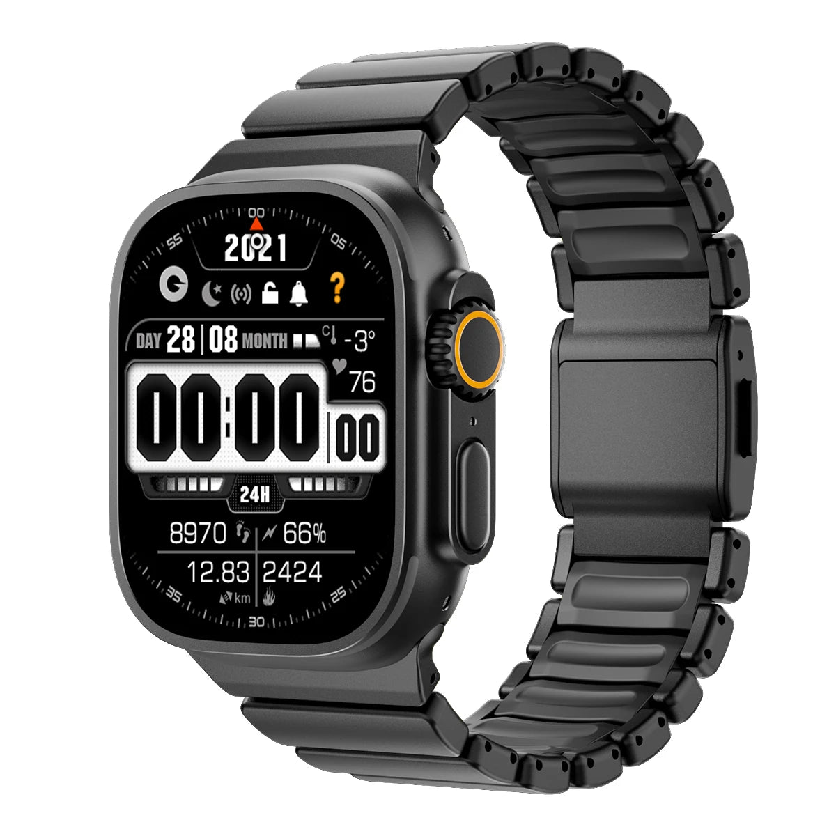 Titanium Silicone Magnetic Apple Watch Band - Luxury Metal Strap for Ultra 3/2/1 49mm, Series 11/10 46mm, Series 9/8/7 45mm, Series 6/SE/5/4 44mm, Series 3/2/1 42mm