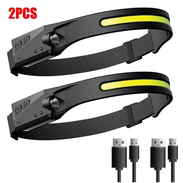 🔦 LumiBeam™ 230° LED Headlamp – Rechargeable Wide-Angle COB Light for Camping, Running & Work