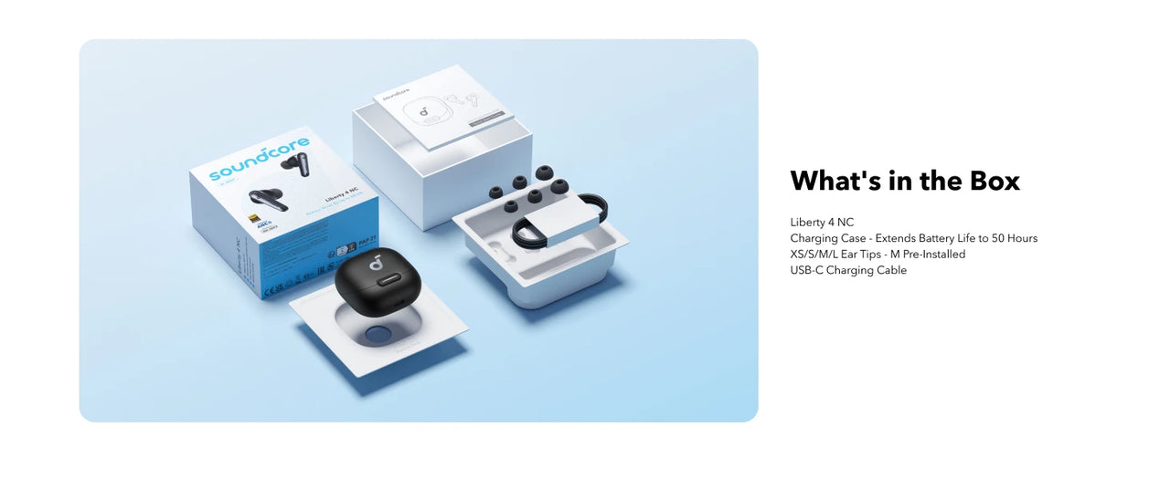 Soundcore by Anker Liberty 4 NC ANC Earbuds - 98.5% Noise Reduction, LDAC Hi-Res, Bluetooth 5.3 | 50H Battery, Replaceable Pads, Waterproof TWS