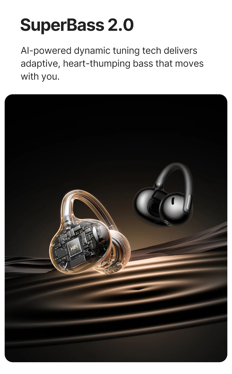 Baseus Bowie MC2 AIR Clip-on TWS Earbuds - Bluetooth 6.0 | 4-Mic ENC, 4 Drivers, Open-Ear Ear Clip, Waterproof Sport Wireless Earphones