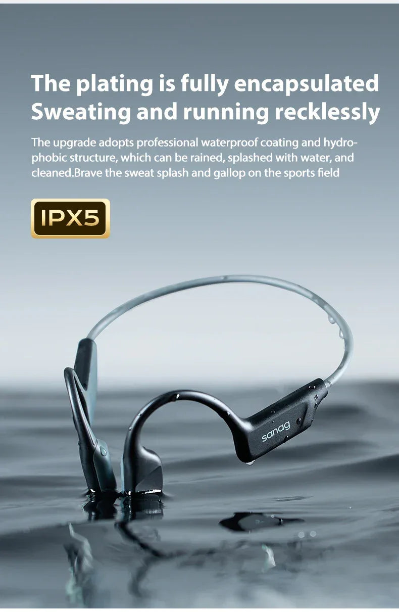 Sanag B22s Bone Conduction Headphones - Bluetooth 5.3 | 16Hr Playtime, IPX5 Waterproof, Spatial Sound, Open-Ear Sport Earphones