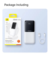 Baseus Power Bank 20000mAh - 22.5W Fast Charging | Built-in Lightning & USB-C Cables, LCD Display, Air-Travel Friendly, iPhone & Android