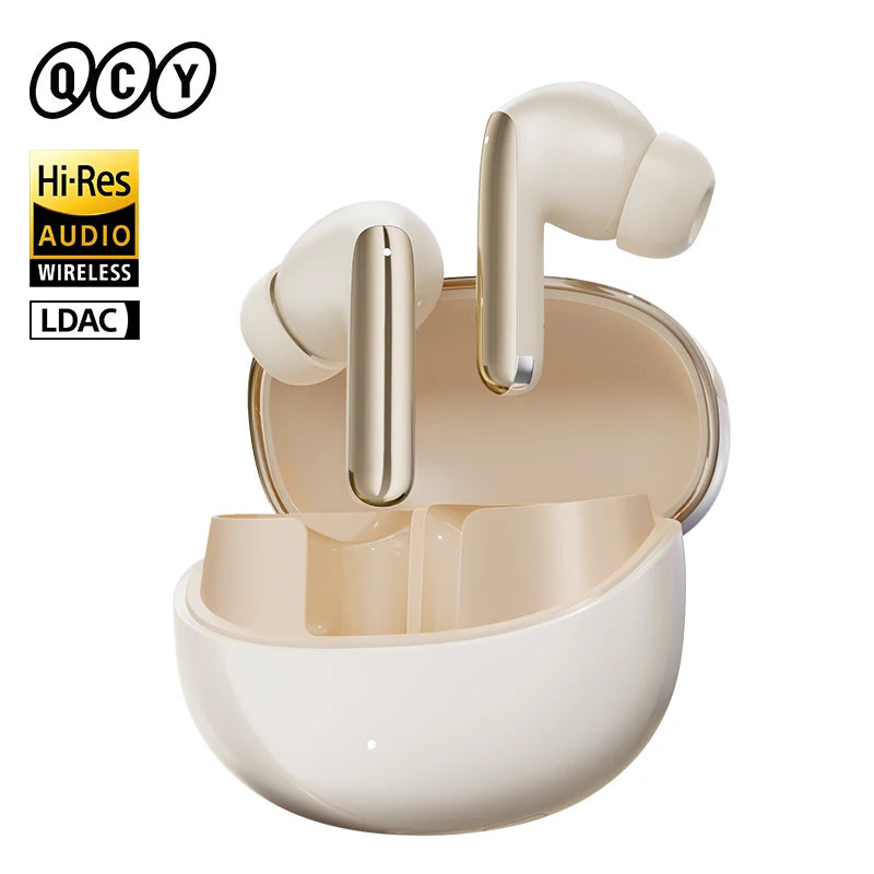 QCY MeloBuds Pro ANC Earbuds - 46dB Hybrid ANC, LDAC Hi-Res, Bluetooth 5.3 | 6-Mic, 34H Battery, In-Ear Detection, Waterproof TWS
