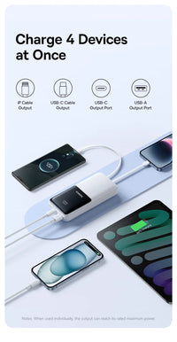Baseus Power Bank 20000mAh - 22.5W Fast Charging | Built-in Lightning & USB-C Cables, LCD Display, Air-Travel Friendly, iPhone & Android