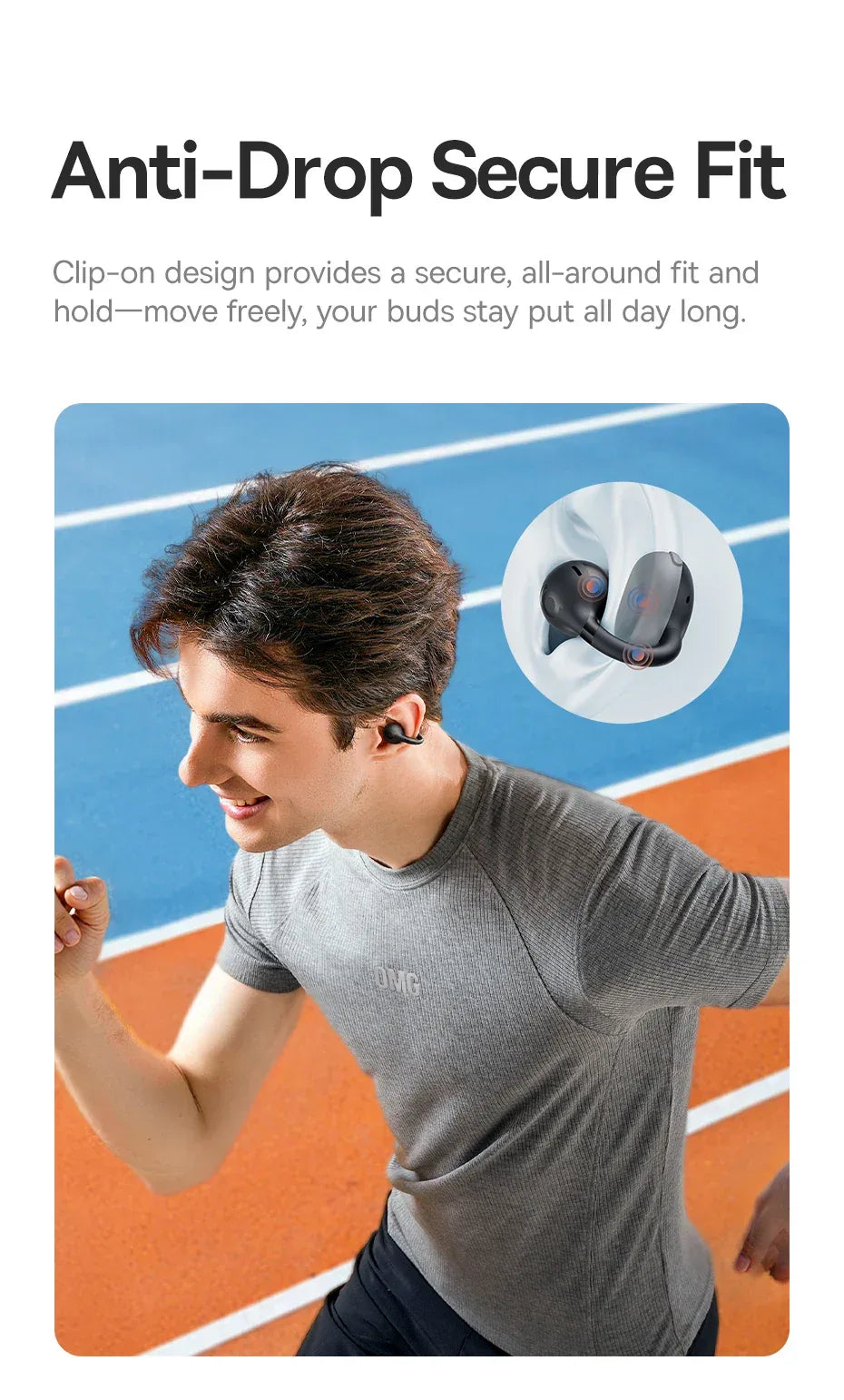 Baseus BC1 Open-Ear Clip Earbuds - Bluetooth 6.0 | 4-Mic ENC, 38Hr Battery, IP55 Waterproof, Super Bass Sport Earphones