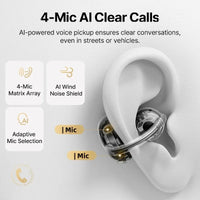 Baseus Bowie MC2 AIR Clip-on TWS Earbuds - Bluetooth 6.0 | 4-Mic ENC, 4 Drivers, Open-Ear Ear Clip, Waterproof Sport Wireless Earphones