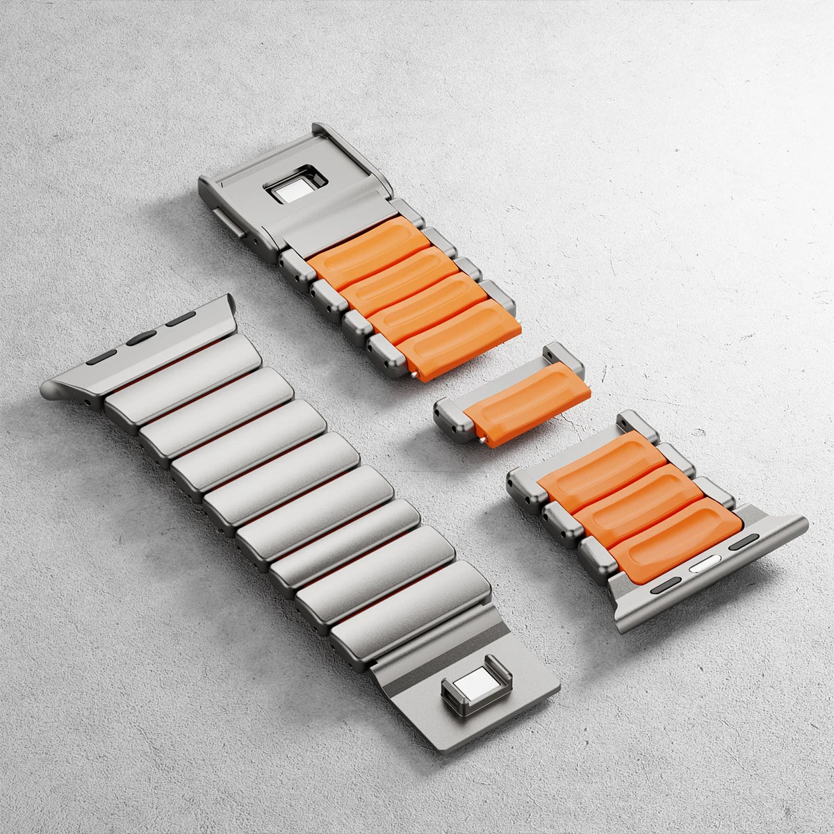 Titanium Silicone Magnetic Apple Watch Band - Luxury Metal Strap for Ultra 3/2/1 49mm, Series 11/10 46mm, Series 9/8/7 45mm, Series 6/SE/5/4 44mm, Series 3/2/1 42mm