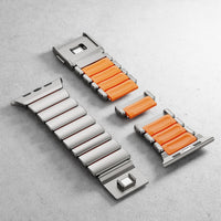 Titanium Silicone Magnetic Apple Watch Band - Luxury Metal Strap for Ultra 3/2/1 49mm, Series 11/10 46mm, Series 9/8/7 45mm, Series 6/SE/5/4 44mm, Series 3/2/1 42mm