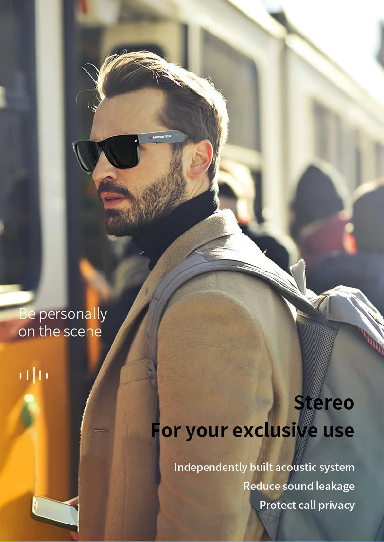 Monster Glasses S01 Bluetooth Audio Sunglasses - Wireless 5.0 Smart Eyeglasses | Open-Ear Music & Calling, Outdoor Sport, CE Certified