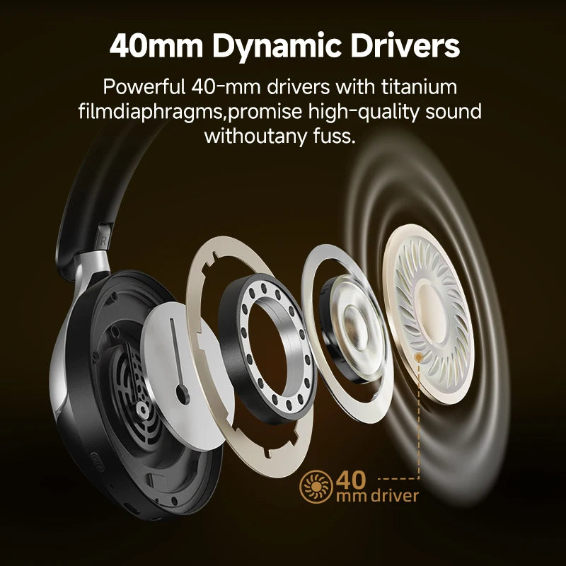 QCY H3 Pro ANC Over-Ear Headphones - 50dB ANC, LDAC Hi-Res, 3D Spatial Audio, Bluetooth 5.4 | 60H Battery, 3-Mic ENC, Wireless & Wired