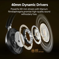QCY H3 Pro ANC Over-Ear Headphones - 50dB ANC, LDAC Hi-Res, 3D Spatial Audio, Bluetooth 5.4 | 60H Battery, 3-Mic ENC, Wireless & Wired