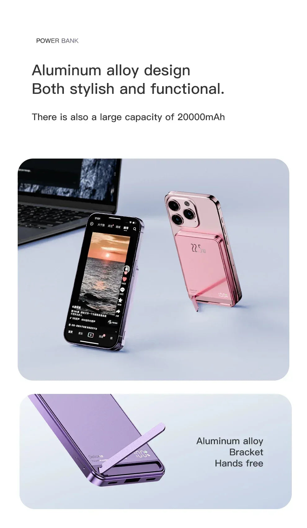 22.5W Transparent Magnetic Power Bank 10000mAh - Wireless Fast Charging | MagSafe Compatible, Digital Display, for iPhone Samsung