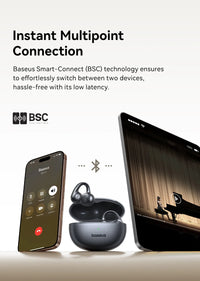 Baseus MC1 Pro Open-Ear Clip Wireless Earbuds - Bluetooth 6.0 Hi-Res | 4-Mic ENC, 40Hr Battery, Waterproof TWS Headphones