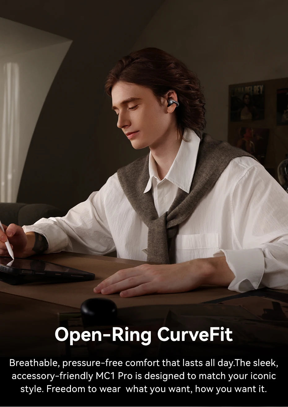 Baseus MC1 Pro Open-Ear Clip Wireless Earbuds - Bluetooth 6.0 Hi-Res | 4-Mic ENC, 40Hr Battery, Waterproof TWS Headphones