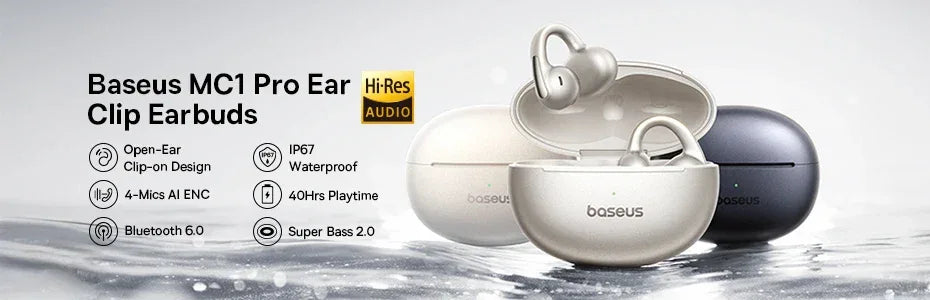 Baseus Eli 10i Fit Open-Ear Air Conduction Earphones - Bluetooth 5.4 | 45Hr Battery, IP54 Waterproof, Dual Connection Sport Earbuds