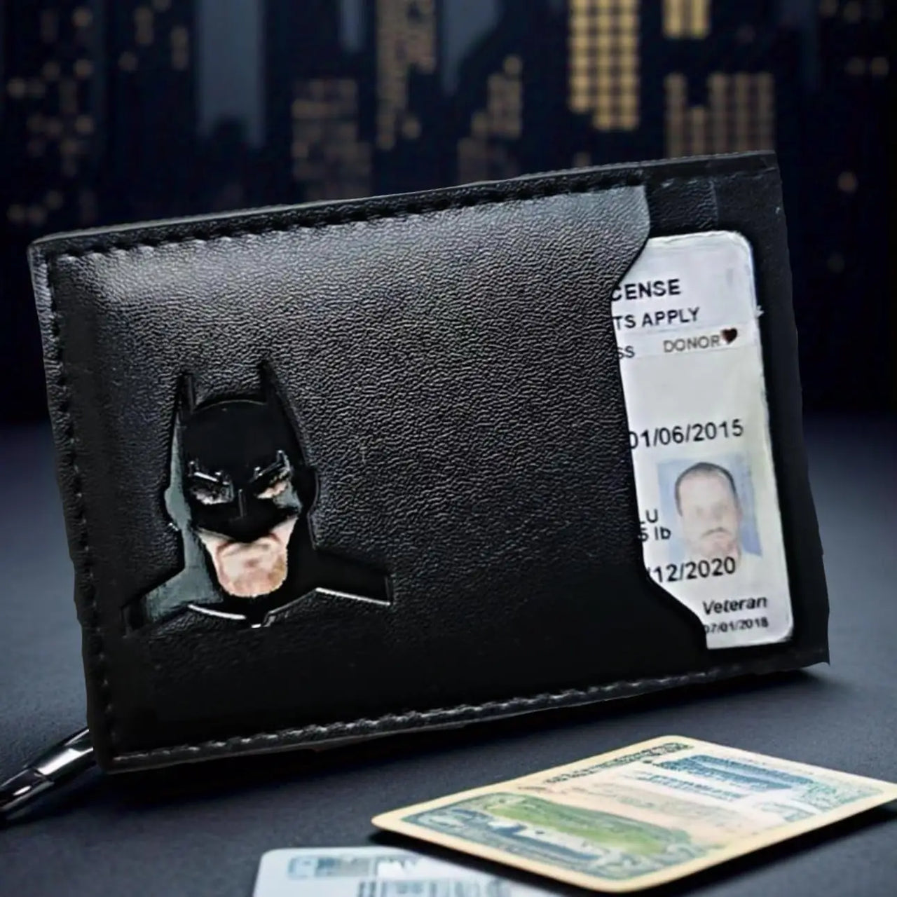 Batman HeroGuard™ Slim Leather Card Wallet – Superhero Mask Edition | Premium Gift for Men