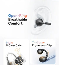 Baseus BC1 Open-Ear Clip Earbuds - Bluetooth 6.0 | 4-Mic ENC, 38Hr Battery, IP55 Waterproof, Super Bass Sport Earphones