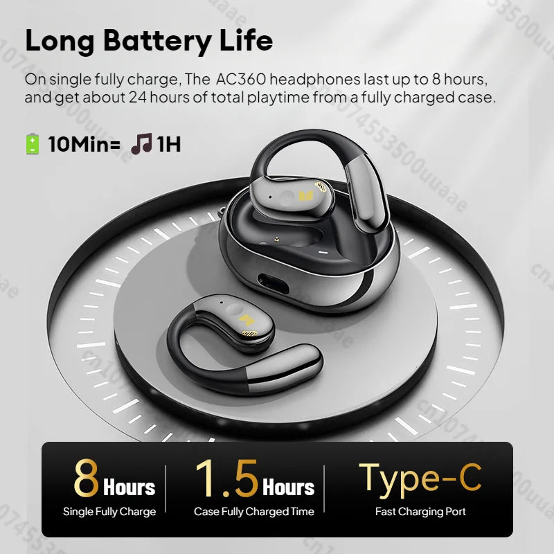 Monster AC360 Open-Ear Air Conduction Headphones - Bluetooth 5.4 | 360° Stereo OWS, 24H Battery, Waterproof Sport Wireless Headset