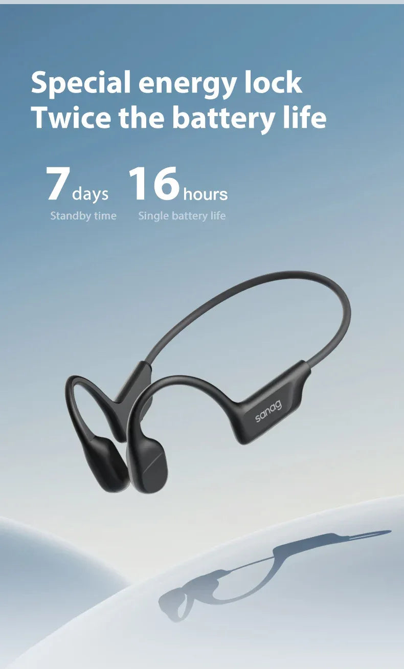 Sanag B22s Bone Conduction Headphones - Bluetooth 5.3 | 16Hr Playtime, IPX5 Waterproof, Spatial Sound, Open-Ear Sport Earphones