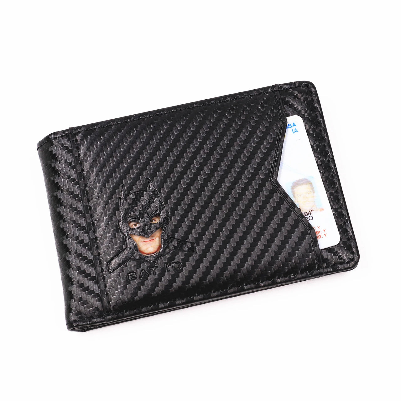 Men’s Leather Bat Hero Wallet – Slim Bifold Card Holder with Cutout Eyes | Superhero Gift for Him