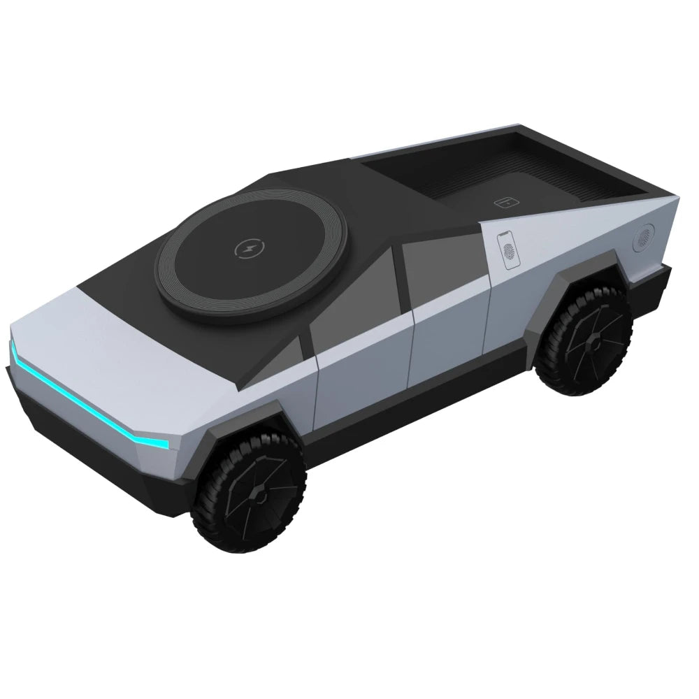 CyberDock™ Qi2 3-in-1 Wireless Charging Station - 15W Fast Charge for iPhone 16 15 14 Pro Max, Apple Watch & AirPods | Cybertruck-Inspired Design