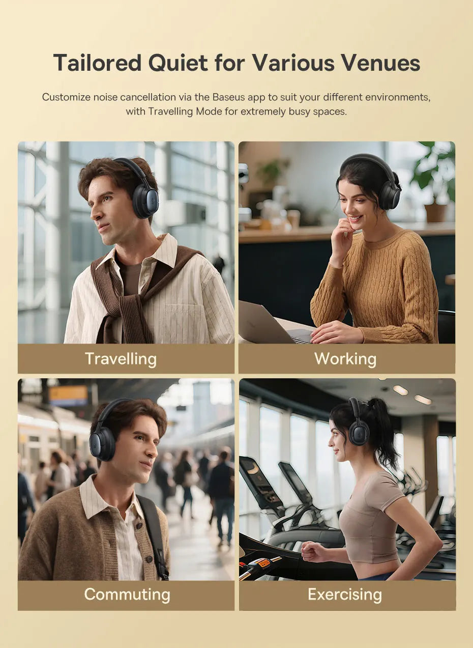 Baseus Bowie MH1 Over-Ear Headphones - 48dB ANC, LDAC Hi-Res, Bluetooth 6.0 | 80H Battery, 36mm Driver, Wireless & Wired