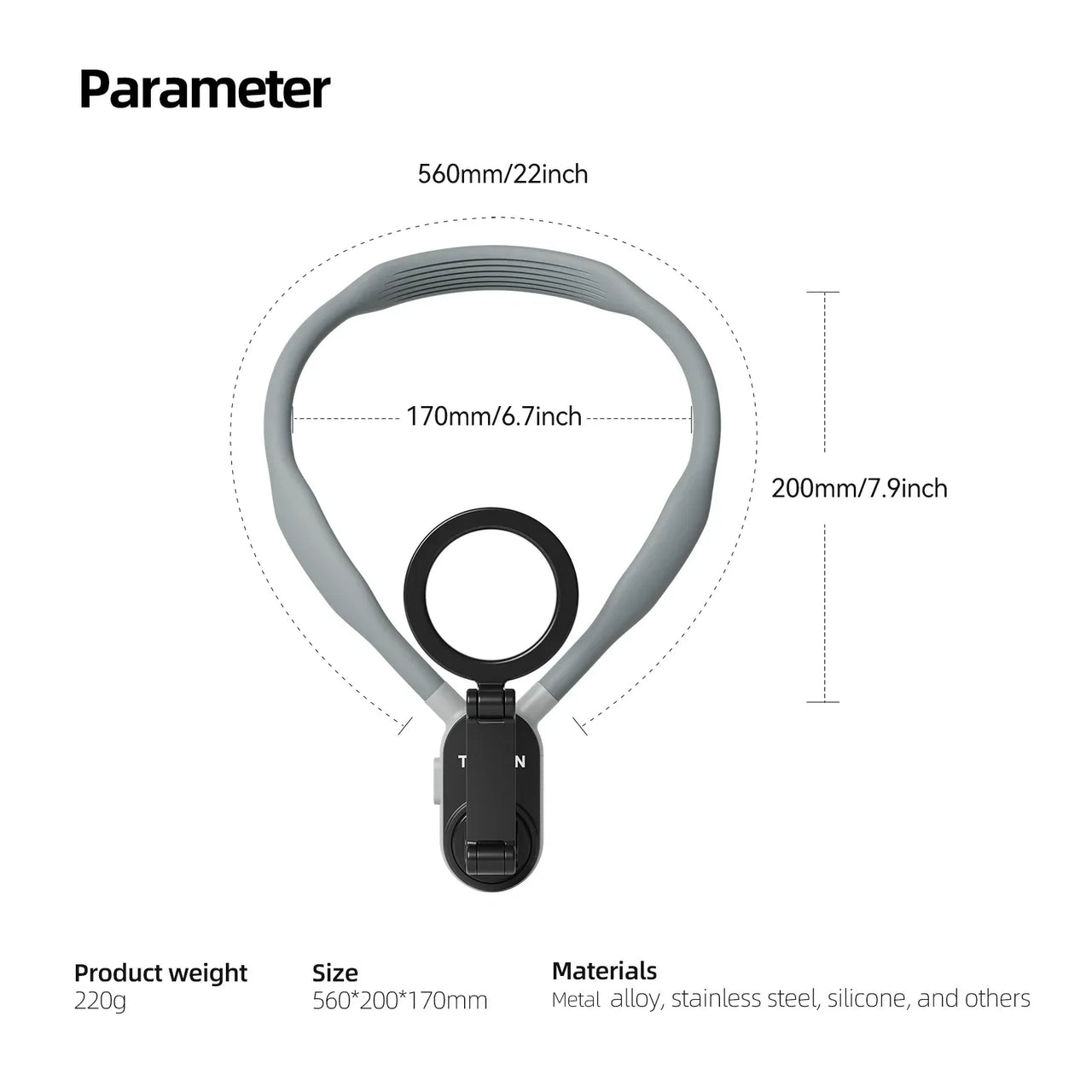 TELESIN Silicone Magnetic Quick-Release Neck Mount - Hands-Free Phone Holder for iPhone 15 14 13 12 11, Samsung, Universal Smartphones