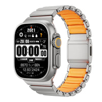 Titanium Silicone Magnetic Apple Watch Band - Luxury Metal Strap for Ultra 3/2/1 49mm, Series 11/10 46mm, Series 9/8/7 45mm, Series 6/SE/5/4 44mm, Series 3/2/1 42mm