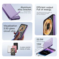 22.5W Transparent Magnetic Power Bank 10000mAh - Wireless Fast Charging | MagSafe Compatible, Digital Display, for iPhone Samsung