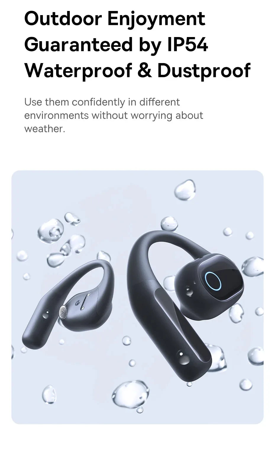 Baseus Eli 10i Fit Open-Ear Air Conduction Earphones - Bluetooth 5.4 | 45Hr Battery, IP54 Waterproof, Dual Connection Sport Earbuds