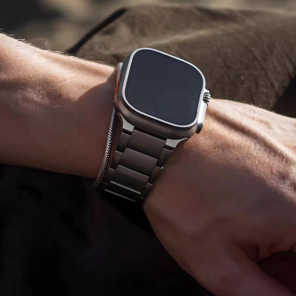 Titanium Business Apple Watch Band - Luxury Metal Strap for Apple Watch Ultra 2/1 49mm, Series 10 46mm, Series 9/8/7 45mm, Series 6/5/4/SE 44mm