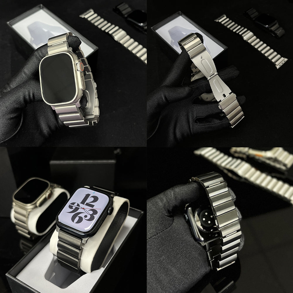 Titanium Apple Watch Band - Men's Business Bracelet for Ultra 3 49mm, Series 11/10 46mm, Series 9/8/7 45/41mm, Series 6/SE/5/4 44/40mm, Series 3/2/1 42/38mm