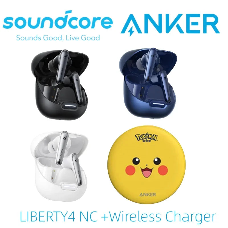 Soundcore by Anker Liberty 4 NC ANC Earbuds - 98.5% Noise Reduction, LDAC Hi-Res, Bluetooth 5.3 | 50H Battery, Replaceable Pads, Waterproof TWS