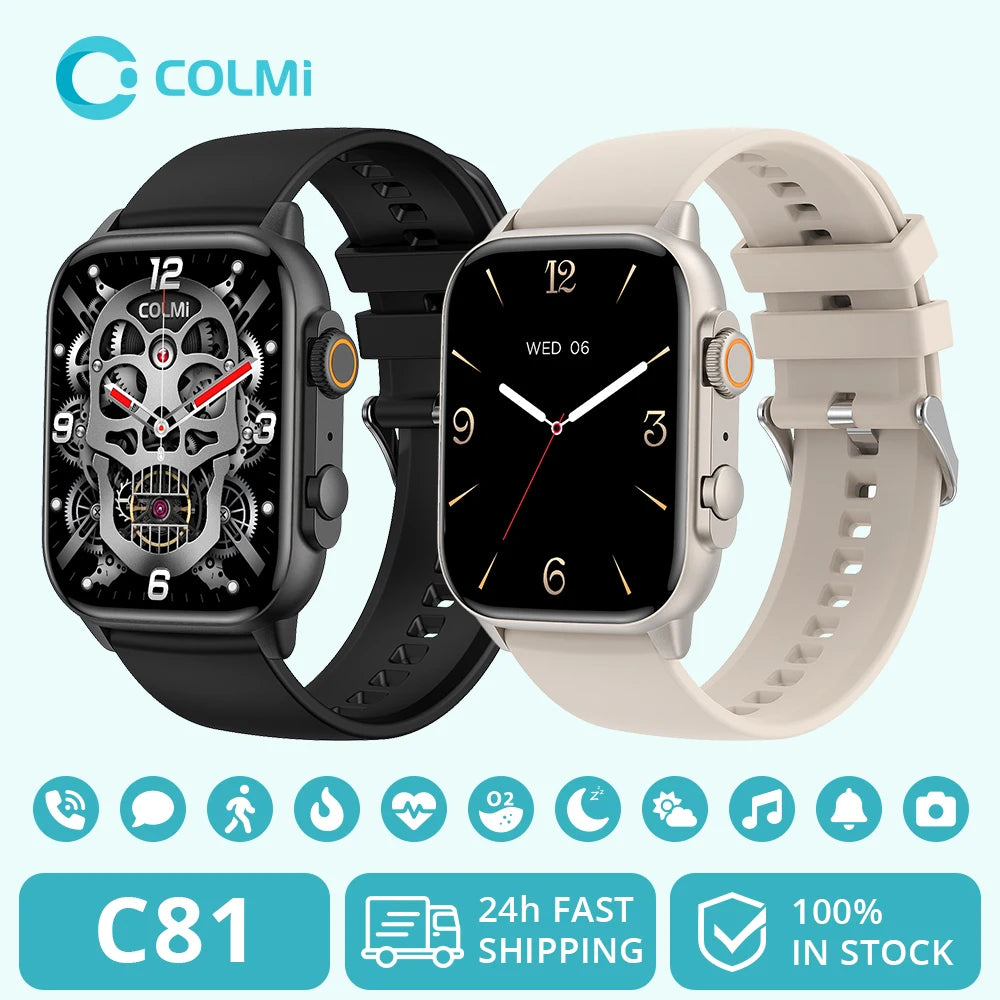 COLMI C81 Smartwatch – 2.0" AMOLED, AOD, 100 Sports Modes, Bluetooth Calling | IP68 | Men & Women