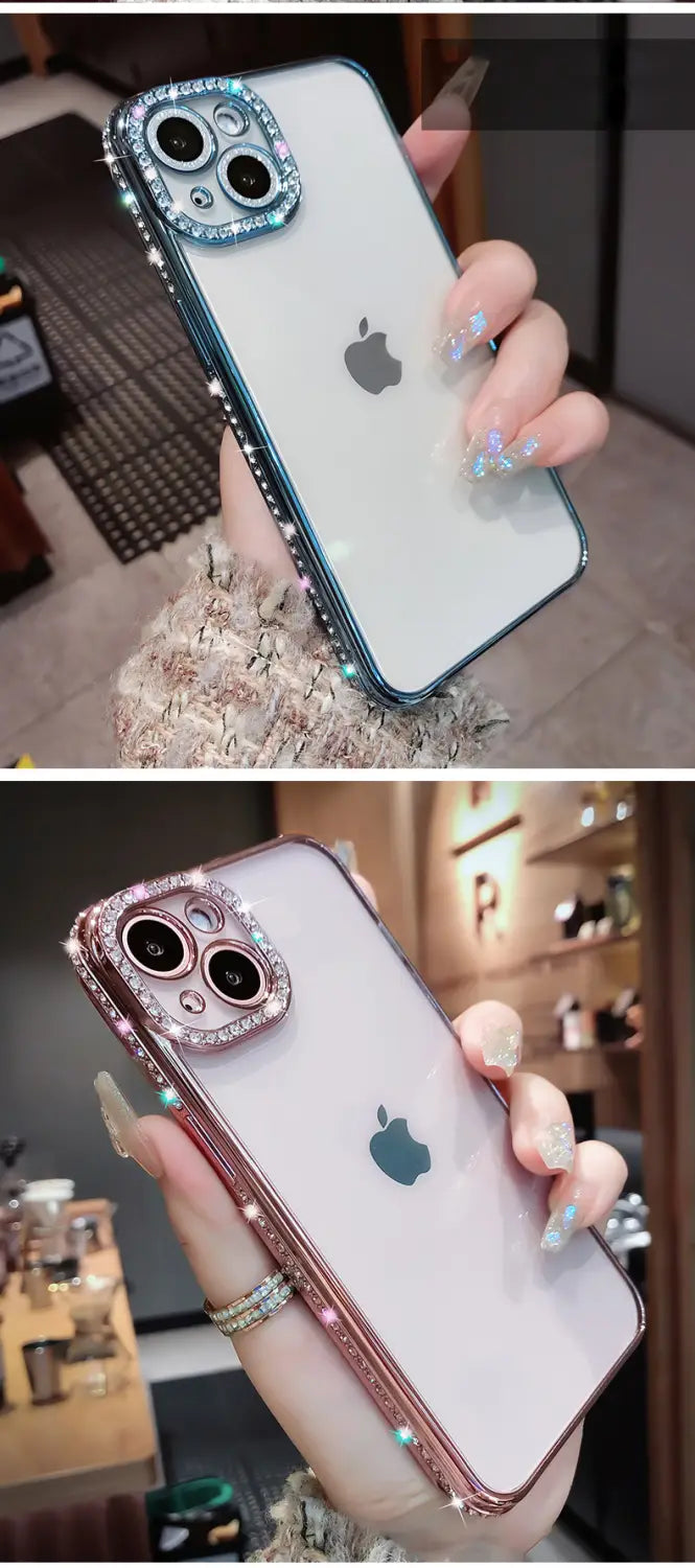 iPhone Glitter Diamond Transparent Case for iPhone 13 11 12