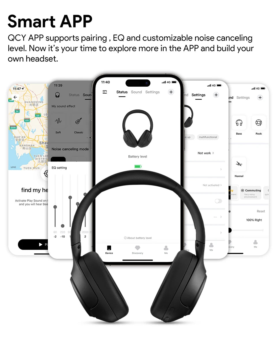 QCY H3 ANC Over-Ear Headphones - 43dB Hybrid ANC, Hi-Res Audio, Bluetooth 5.4 | 60H Battery, 40mm Driver, Transparency Mode, Wireless & Wired