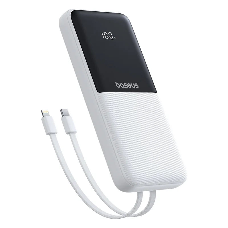 Baseus Power Bank 20000mAh - 22.5W Fast Charging | Built-in Lightning & USB-C Cables, LCD Display, Air-Travel Friendly, iPhone & Android