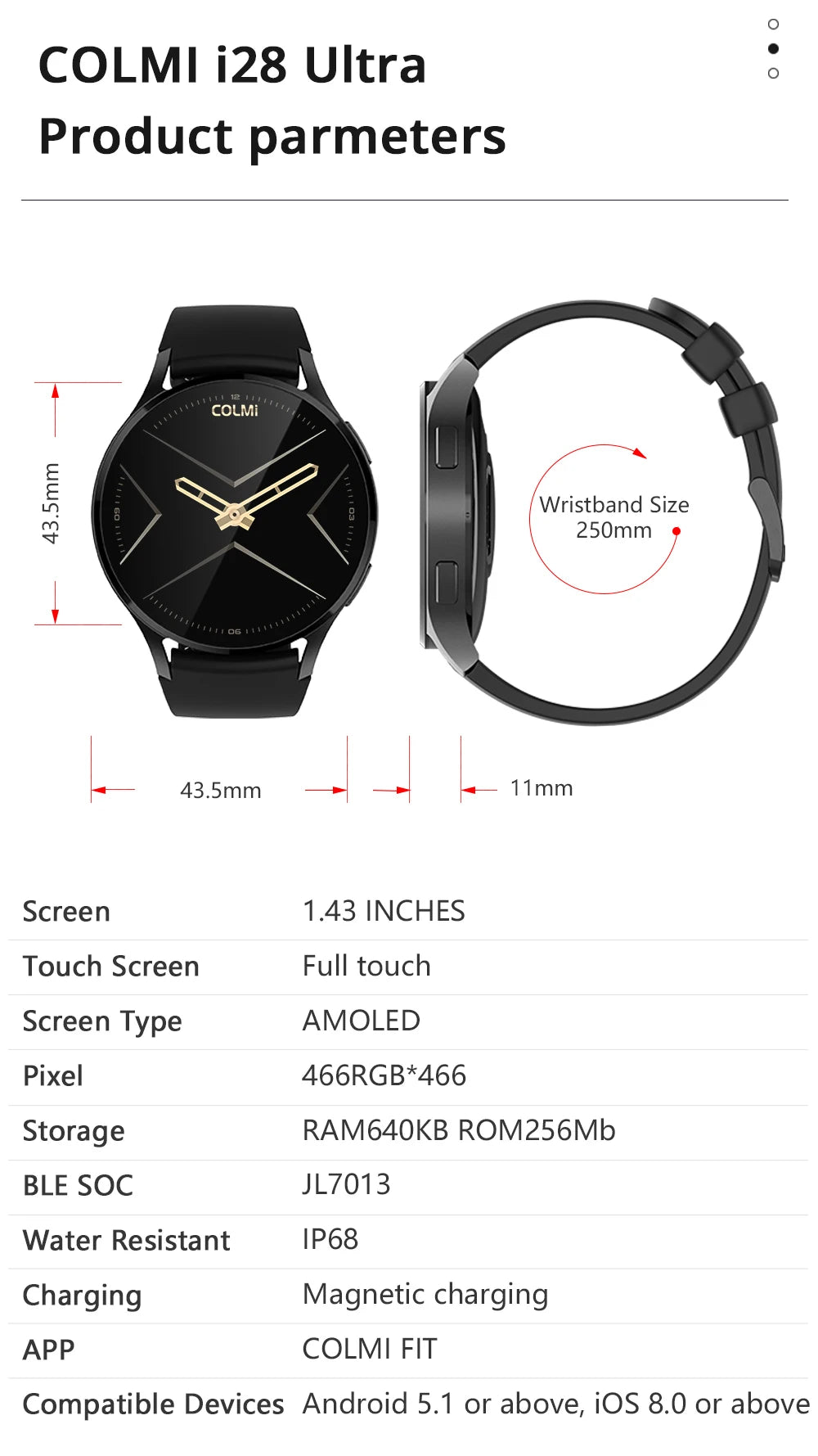COLMI i28 Ultra AI Smartwatch – 1.43" AMOLED, AI Assistant, Muslim Prayer, Bluetooth Calling | IP68 | Men & Women