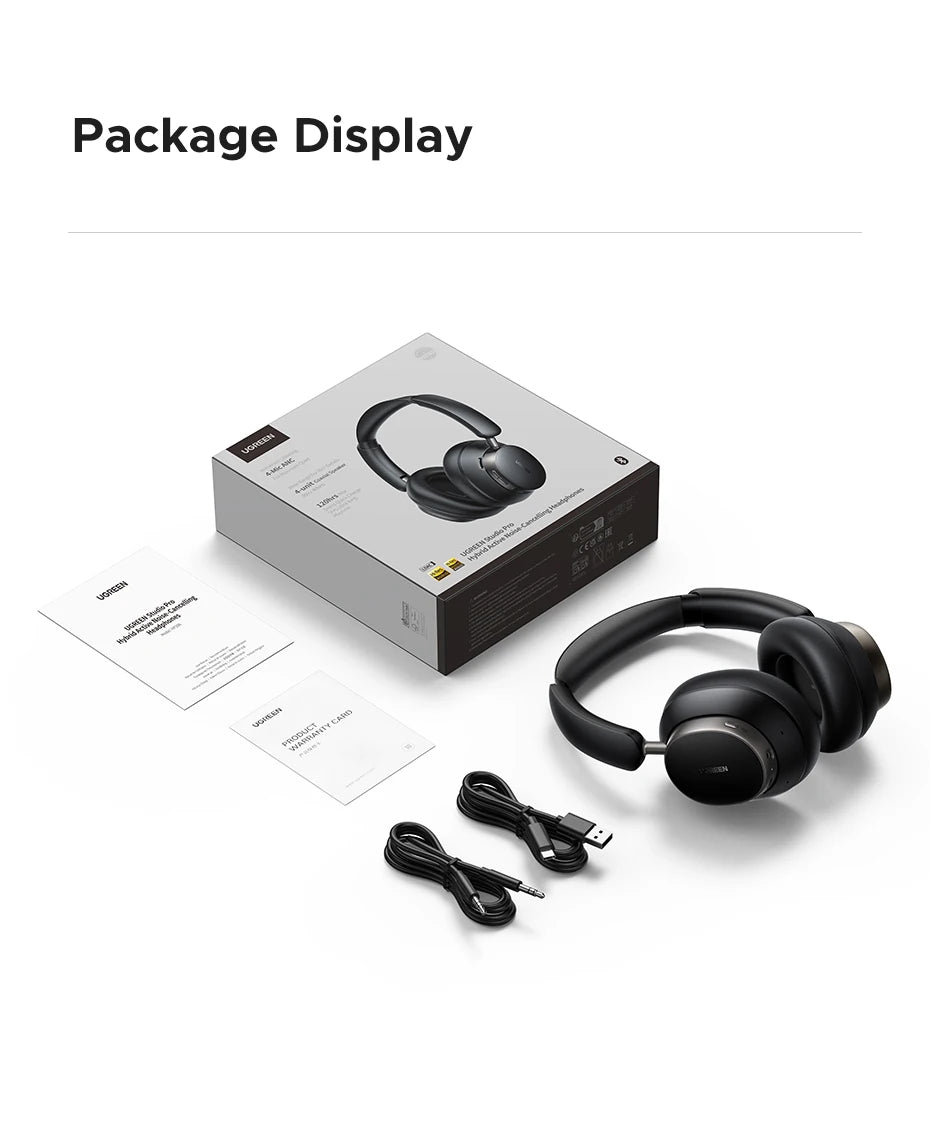 UGREEN Studio Pro Hybrid ANC Headphones - 48dB Noise Cancelling, LDAC Hi-Res, 120H Battery | 5 Drivers, NFC, Memory Foam, Detachable Cable