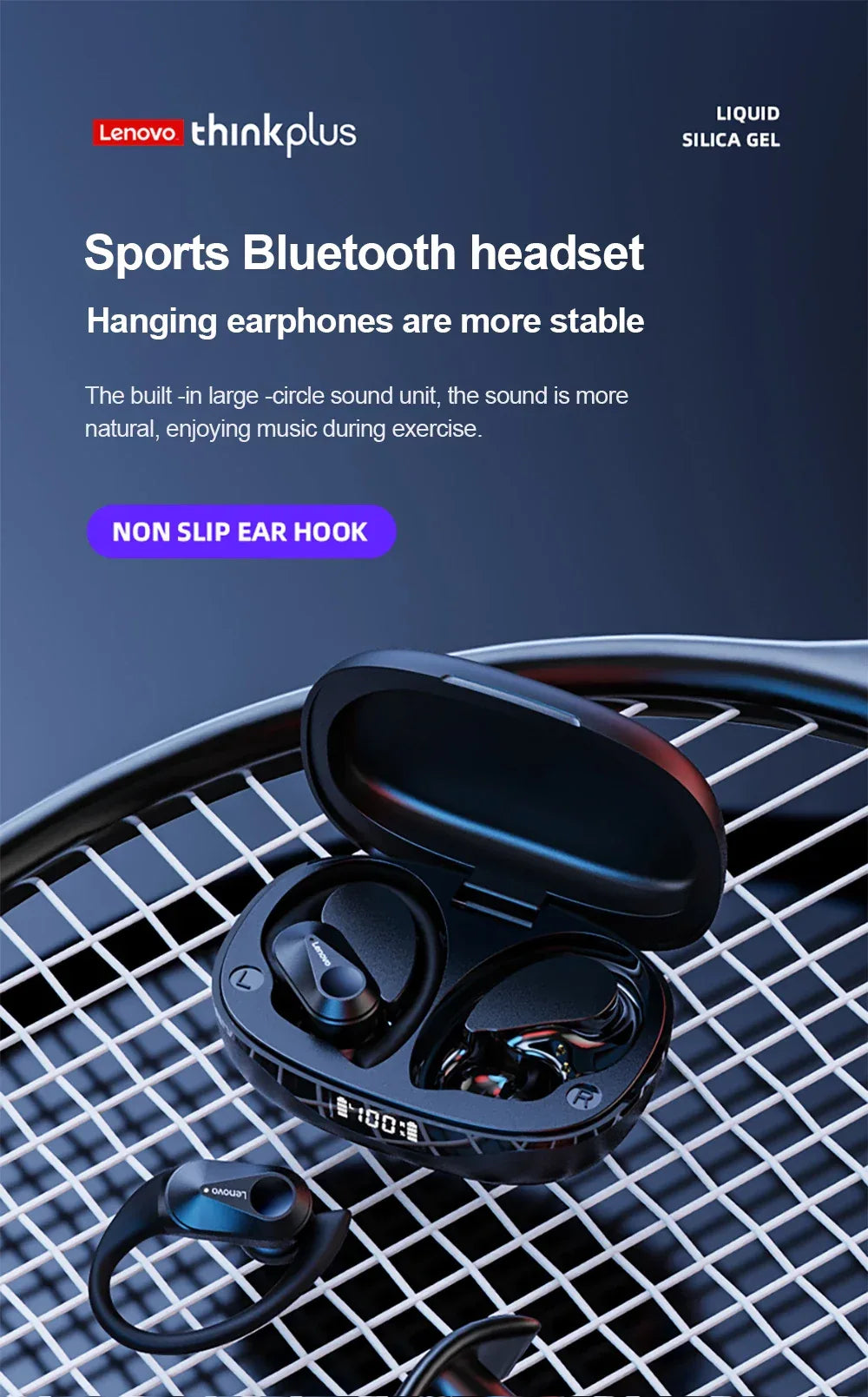 Lenovo LP75 Sports TWS Earphones - Bluetooth 5.3 | ANC, HiFi Stereo, LED Display, Waterproof with Mic & Button Control