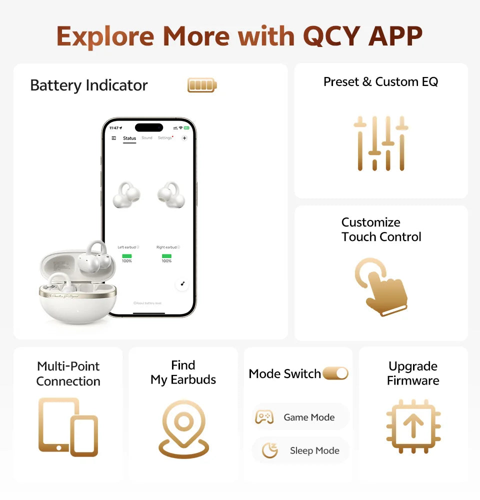 QCY Crossky C50 Open-Ear Clip-On Wireless Earbuds