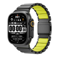 Titanium Silicone Magnetic Apple Watch Band - Luxury Metal Strap for Ultra 3/2/1 49mm, Series 11/10 46mm, Series 9/8/7 45mm, Series 6/SE/5/4 44mm, Series 3/2/1 42mm