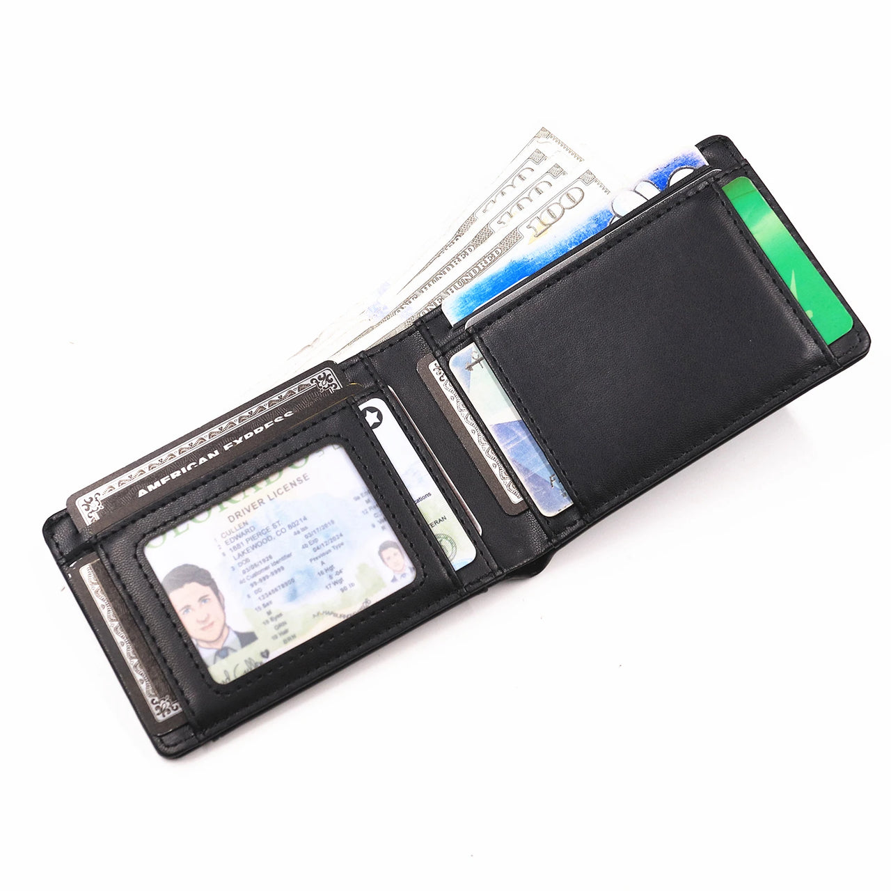 Men’s Leather Bat Hero Wallet – Slim Bifold Card Holder with Cutout Eyes | Superhero Gift for Him