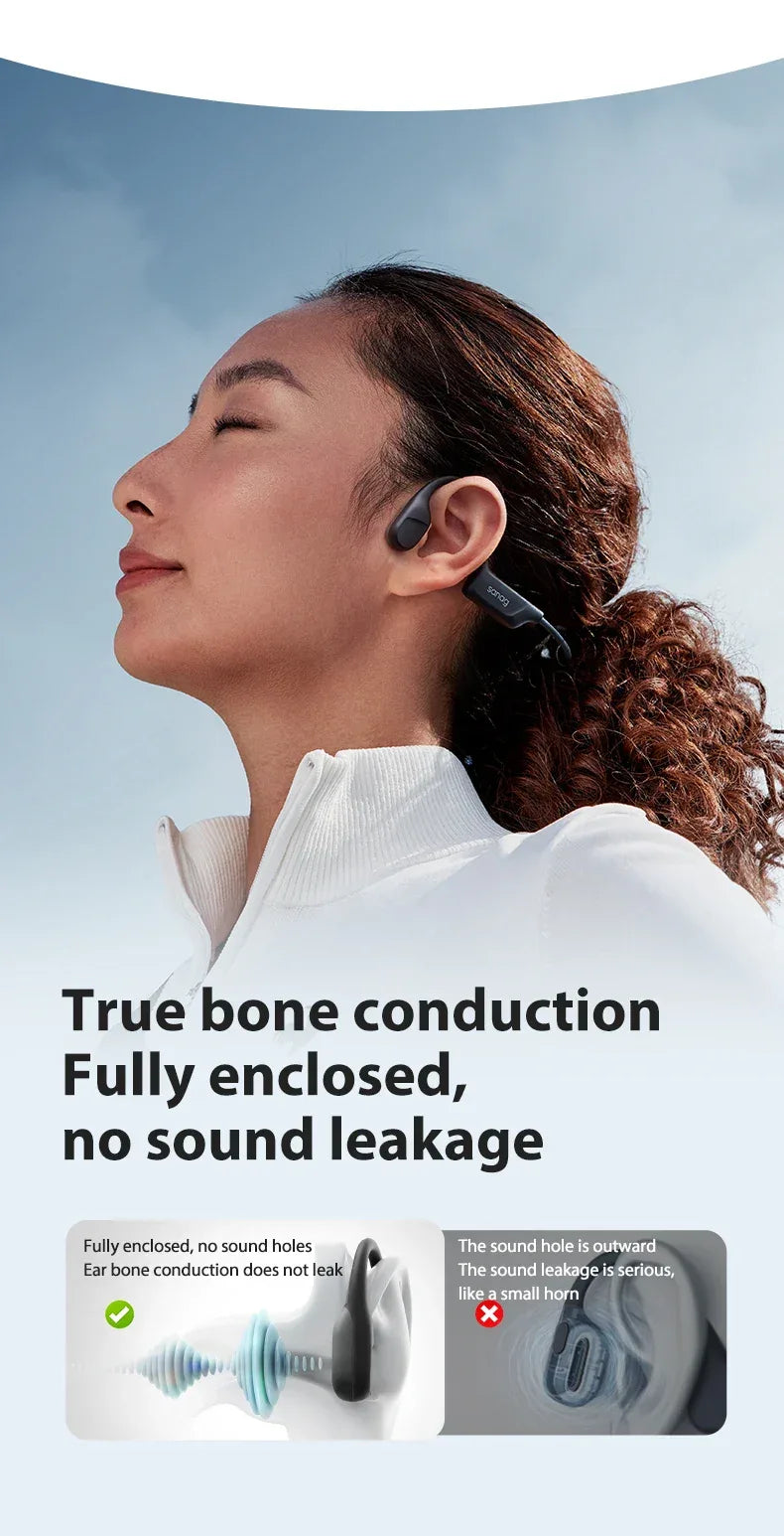 Sanag B22s Bone Conduction Headphones - Bluetooth 5.3 | 16Hr Playtime, IPX5 Waterproof, Spatial Sound, Open-Ear Sport Earphones