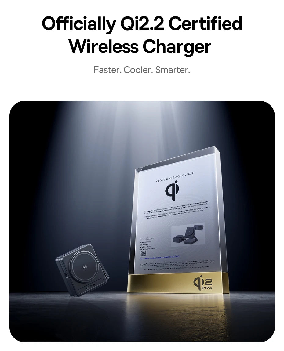Baseus Qi2.2 3-in-1 Magnetic Wireless Charger - Charge iPhone + Apple Watch + AirPods Together | 25W Fast Charging, No Cable Mess