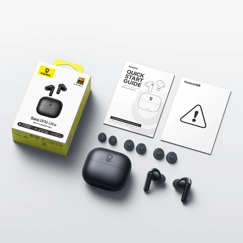 Baseus Bass EP10 Ultra ANC Earbuds - 55dB Noise Reduction, LDAC Hi-Res, Bluetooth 6.0 | 65H Battery, 6-Mic AI ENC, Powerful Bass, Waterproof TWS