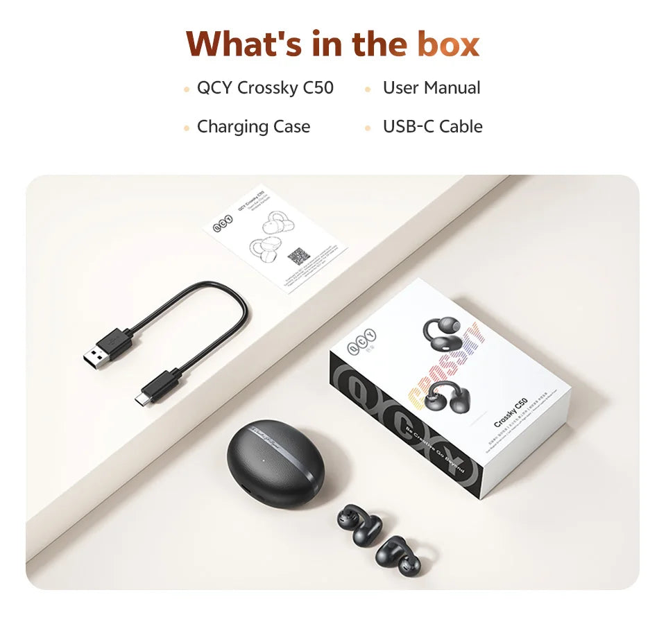 QCY Crossky C50 Open-Ear Clip-On Wireless Earbuds