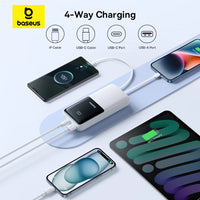 Baseus Power Bank 20000mAh - 22.5W Fast Charging | Built-in Lightning & USB-C Cables, LCD Display, Air-Travel Friendly, iPhone & Android