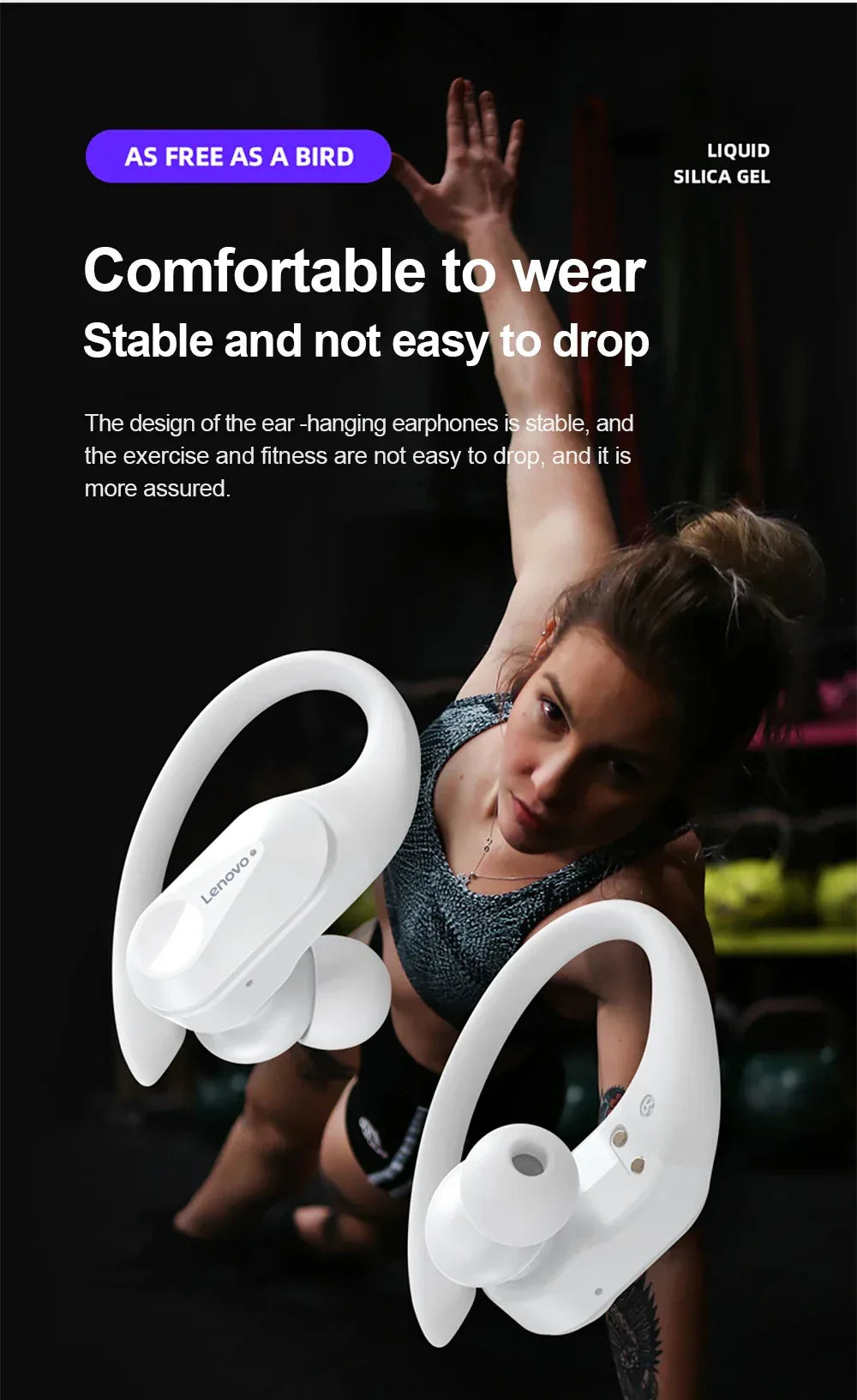 Lenovo LP75 Sports TWS Earphones - Bluetooth 5.3 | ANC, HiFi Stereo, LED Display, Waterproof with Mic & Button Control